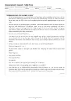 Vorschau - Arbeitsblätter - Klassenarbeit Deutsch: Borchert „Die traurigen Geranien" – Kurzgeschichte analysieren mit Lösungen | Klasse 9/10 RS BW - Seite 1
