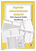 Vorschau - Lehrpläne/Lehrermaterial - 📓 Digitaler Lehrerkalender 2026/2027 – Schlicht, übersichtlich & alltagserprobt Black & White - Deckblatt