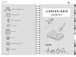 Vorschau - Lehrpläne/Lehrermaterial - 📓 Digitaler Lehrerkalender 2026/2027 – Schlicht, übersichtlich & alltagserprobt Black & White - Seite 1