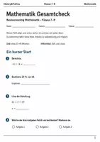 Vorschau - Arbeitsblätter - Mathematik Gesamtcheck Basisscreening Klasse 7–8 - Deckblatt