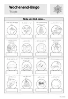 Vorschau - Arbeitsblätter - Wochenend-Bingo (Winter) - Seite 1
