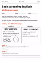 Vorschau - Arbeitsblätter - Basisscreening Englisch Klasse 7–8 Medienbotschaften - Deckblatt
