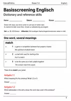 Vorschau - Arbeitsblätter - Basisscreening Englisch Klasse 7–8 Wörterbucharbeit - Deckblatt