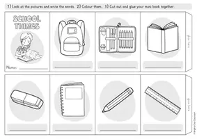 anteprima - Esercizi - Materiale scolastico in inglese – Mini book di vocaboli e scheda didattica | Inglese scuola primaria - Pagina 1