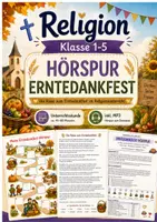 Vorschau - Stundenentwürfe - Erntedank | Erntedankfest-Hörspur mit MP3, Unterrichtsstunde & Ausmalversion | Religion Klasse 1-5 - Deckblatt