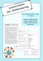 Vorschau - Arbeitsblätter - Leseverstehen Weltkindertag/Kinderrechte - Deckblatt