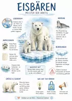 Vorschau - Arbeitsblätter - Lernposter + AB mit Fragen zum Thema "Eisbären" + Lösungsblatt + Infografik - Deckblatt