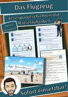 Vorschau - Arbeitsblätter - Das Flugzeug – Lesespurgeschichte mit Rätselaufgaben (Klasse 8) - Deckblatt