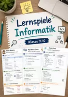 Vorschau - Arbeitsblätter - Lernspiele Informatik – 5 abwechslungsreiche Arbeitsblätter für Klasse 9–10 - Deckblatt