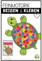 Vorschau - Arbeitsblätter - Feinmotorik – Reißen & Kleben | Schildkröte gestalten - Deckblatt