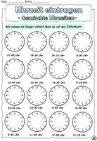 Vorschau - Arbeitsblätter - DaZ - Uhrzeit eintragen -Gemischte Zeiten - DaZ / Mathematik - Seite 1