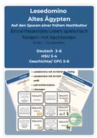 Vorschau - Stationenlernen - Lesedomino Altes Ägypten 24 Karten sinnerfassend Leseverständnis Klasse 3-6 - Deckblatt