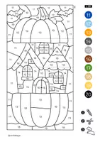 Vorschau - Arbeitsblätter - Malen nach Zahlen (Rechnen 0-20) - Halloween Kunst - Seite 3