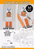 Vorschau - Mal- und Bastelvorlagen - Zickzack-Figuren zu Halloween - Bewegliches Basteln für Kinder - Deckblatt