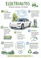 Vorschau - Arbeitsblätter - Lernposter + Arbeitsblätter mit Dialog zum Thema "Elektroautos" + Infografik - Deckblatt
