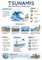 Vorschau - Arbeitsblätter - Lernposter + AB mit Fragen zum Thema "Tsunamis" + Lösungsblatt + Mindmap + Infografik - Deckblatt