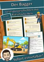 Vorschau - Arbeitsblätter - Der Bagger – Lesespurgeschichte mit Rätselaufgaben (Klasse 8) - Deckblatt