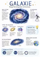 Vorschau - Arbeitsblätter - Lernposter + AB mit Fragen zum Thema "Galaxie" + Lösungsblatt + Infografik - Deckblatt