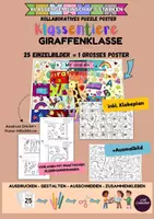 Vorschau - Mal- und Bastelvorlagen - Kollaboratives Klassentier Poster Giraffe | Gemeinschaftsprojekt Schulanfang | Einschulung | + Ausmalbild - Deckblatt