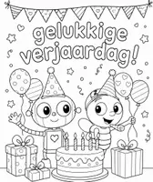 Voorbeeld - Kleurplaten Mik en Zoem - Vakantie, klas, speelplaats en verjaardag - Pagina 1