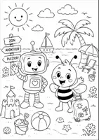 Voorbeeld - Kleurplaten Mik en Zoem - Vakantie, klas, speelplaats en verjaardag - Pagina 2