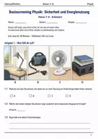 Vorschau - Arbeitsblätter - Basisscreening Physik Sicherheit Klasse 7–8 - Deckblatt