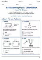 Vorschau - Arbeitsblätter - Basisscreening Physik Gesamtcheck Klasse 7–8 - Deckblatt