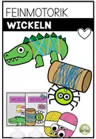 Vorschau - Arbeitsblätter - Feinmotorik – Wickeln mit Wolle | Krokodil & Spinnen-Wickelspiel - Deckblatt