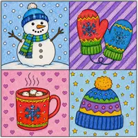 Vorschau - Arbeitsblätter - Winterliche Ausmalbilder im Pop-Art-Stil nach Warhol – Kreative Malvorlagen - Seite 1