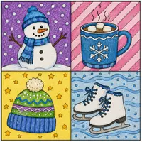 Vorschau - Arbeitsblätter - Winterliche Ausmalbilder im Pop-Art-Stil nach Warhol – Kreative Malvorlagen - Seite 2