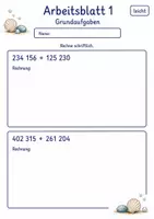 Vorschau - Arbeitsblätter - Schriftliche Addition bis 1 Million | Mathematik Klasse 4 | 10 Arbeitsblätter als PDF - Seite 1