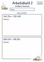Vorschau - Arbeitsblätter - Schriftliche Addition bis 1 Million | Mathematik Klasse 4 | 10 Arbeitsblätter als PDF - Seite 2