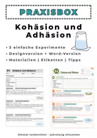 Vorschau - Arbeitsblätter - Kohäsion, Adhäsion, Oberflächenspannung - Stoffeigenschaften - Deckblatt