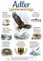 Vorschau - Arbeitsblätter - Lernplakat + Arbeitsblatt zum Thema "Adler" + Onlineübung & MP3 + Mindmap + Infografik - Deckblatt