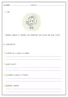 Vista previa - Hojas de trabajo - COMPRENSIÓN LECTORA FRASE SIMPLE. 10 FICHAS - página 2