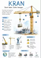Vorschau - Arbeitsblätter - Lernposter + AB mit Fragen zum Thema "Kran" + Lösungsblatt + Infografik - Deckblatt