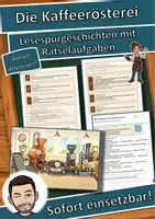 Vorschau - Arbeitsblätter - Die Kaffeerösterei – Lesespurgeschichte mit Rätselaufgaben (Klasse 8) - Deckblatt