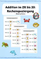 Vorschau - Arbeitsblätter - Rechenspaziergang Addition ZR 20 Meerestiere I dreifach differenziert - mit und ohne Zehnerübergang - Deckblatt