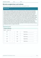 Vorschau - Arbeitsblätter - Mathematik Klasse 5 – Brüche vergleichen und ordnen - Deckblatt