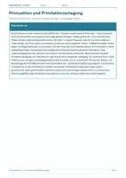 Vorschau - Arbeitsblätter - Arbeitsblatt Mathematik Klasse 5 – Primzahlen und Primfaktorzerlegung - Deckblatt