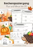 Vorschau - Arbeitsblätter - Herbst Mathe Klasse 2 - Rechenspaziergang ZR 20 | Plus und Minus im Zahlenraum 20| Herbst Mathematik 2. Klasse - Deckblatt