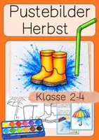 Vorschau - Arbeitsblätter - Kunst Herbst Pustebilder mit Wasserfarbe Klasse 2-4 - Deckblatt