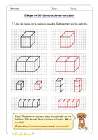 Vista previa - Hojas de trabajo - Dibujar en 3D: Construcciones con cubos (Ficha Geometría) - página 2