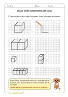 Vista previa - Hojas de trabajo - Dibujar en 3D: Construcciones con cubos (Ficha Geometría) - Portada