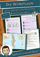 Vorschau - Mal- und Bastelvorlagen - Die Wirbelsäule – Lesespurgeschichte mit Rätselaufgaben (Klasse 8) - Deckblatt