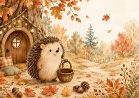 Vorschau - Arbeitsblätter - Herbst Kamishibai Kita – Der kleine Igel sucht den Herbstschatz | Herbstgeschichte & Bildkarten - Seite 1
