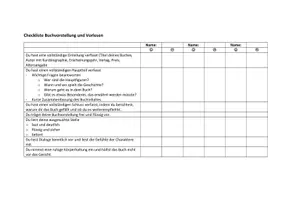 Vorschau - Arbeitsblätter - Deutsch Jg. 6 Buchvorstellung und vorlesen_Checkliste - Deckblatt