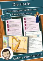 Vorschau - Arbeitsblätter - Die Harfe – Lesespurgeschichte mit Rätselaufgaben (Klasse 8) - Deckblatt