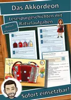 Vorschau - Arbeitsblätter - Das Akkordeon – Lesespurgeschichte mit Rätselaufgaben (Klasse 8) - Deckblatt