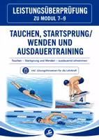 Vorschau - Test - Leistungsüberprüfung Schwimmen – Module 7–9 | Tauchen, Startsprung, Wenden & Ausdauer + Lösungen - Deckblatt